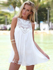 Sommerkleider Weiß Damenmode Polyester und Rundkragen Kleider Damenmode ärmellos und Spitzen Sommerkleid