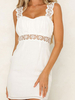 Sommerkleider Weiß Damenmode und Trägern Polyester ärmellos Kleider im schicken & modischen Style Sommerkleid und rückenfreiem Design und Spitzen