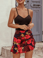 Sommerrock Blumendruck Kordelzug Frauen Bodycon Rock