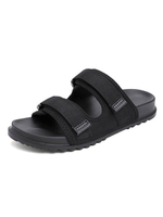 Sommersandalen für Männer Slip-On Patent PU Obere geteilte Sohle Casual Black Slipper