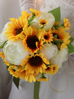 Sonnenblume Hochzeitsstrauß Gelbe Bänder Braut Handsträuße