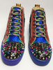 Spike Skate Schuhe Herren Wildleder Farbe Block besetzt flache Schnürschuhe Runde Spitze lässig