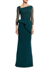 Spirulina Blue Mother Dress Designed Ausschnitt Langarm Hülle Polyester Bodenlange Gastkleider Für Hochzeit