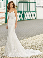 Spitze Brautkleid Juwel Hals ärmellos mit Zug Spitze Brautkleider