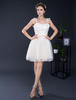 Spitze Brautkleid Kleid kurze Tüll Bänder Sweetheart Mini Brautkleid a-Linie Rüsche Ärmel Heimkehr