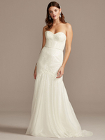 Spitze Brautkleid Mit Zug Trägerlos Ärmellose Pailletten Brautkleider