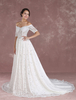Spitze Hochzeit Kleid in Elfenbeinfarbe Cutouts mit Schnürung Spitze Mit Schleppe