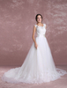Spitze Hochzeit Kleid in Elfenbeinfarbe mit Reißverschluss Satingewebe und Kunstdiamanten und viereckigem Ausschnitt