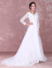 Spitze Hochzeit Kleid mit Reißverschluss in Weiß natürliche Taillenlinie 50cm