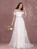 Spitze Hochzeit Kleid mit Schulterfrei und Reißverschluss Spitze in Elfenbeinfarbe natürliche Taillenlinie 20cm Milanoo