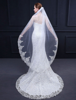Spitze Hochzeit Schleier Ecru Weiß Oval Applique Braut Accessoires