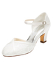 Spitze Hochzeit Schuhe 2021 Elfenbein Runde Knöchelriemen Brautschuhe Vintage Schuhe