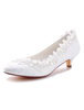 Spitze Hochzeit Schuhe 2021 Elfenbein Runder Zeh Blumen Perlen Kitten Heel Braut Schuhe Mutter Schuhe