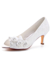 Spitze Hochzeit Schuhe 2021 Peep Toe Blumen Perlen Schuhe der Brautmutter Elfenbein Braut Schuhe
