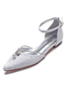 Spitze Hochzeit Schuhe Spitz Perle Strass Knöchelriemen Weiß Brautschuhe