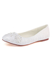 Spitze Hochzeit Schuhe Weiß Runde Toe Strass Perlen Flache Mutter Schuhe