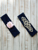 Spitze Hochzeit Strumpfband Dark Navy Flower Strass Perlen Braut Strumpfband