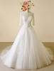 Spitze Hochzeitskleid rückenfrei Bateau Kapelle Zug Brautkleid a-Linie Sicke halblangen Ärmeln Luxus Brautkleid