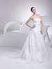 Spitze Hochzeitskleid trägerlos Lace a-Linie Tüll Kapelle Zug Brautkleid mit Schärpe