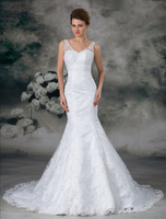 Spitze Mermaid-Brautkleid mit Hof-Schleppe in Weiß