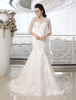 Spitze Mermaid-Brautkleid mit Illusion-Ärmeln und Hof-Schleppe