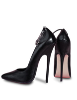Spitze Pumps mit High-Heels und Fesselriemchen in Schwarz