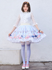 Spitze Sweet Lolita SK Hell Himmelblau Blumendruck Lolita Röcke