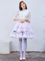 Spitze Sweet Lolita SK Rosa Lolita Röcke mit Blumendruck