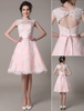 Spitzen-Brautkleid kurz ausgeschnitten Knie Länge a-Linie Hochzeitskleid Standesamt mit Satin-Schleife Milanoo
