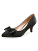 Spitzen Zehen Heels Kitten Heel schwarzen Satinschleife Damenslip auf Pumpen
