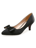 Spitzen Zehen Heels Kitten Heel schwarzen Satinschleife Damenslip auf Pumpen