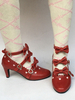 Spitzen Zehen Lolita Schuhe Ture Red Kitten Heel verneigt sich süße Lolita Schuhe