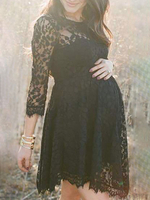 Spitzenkleider Black Jewel Neck Ärmelloses Spitzengesticktes lässiges Umstandskleid