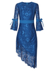 Spitzenkleider Blau Kleid Mit Spitze mit unsymmetrischem Design Langarm Kleider Damenmode für Frühling im casualen Stil Spitze