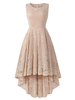 Spitzenkleider Dunkellila Kleid Mit Spitze mit High-Low Design und Rundkragen Kleider ärmellos und Falten für Sommer im schicken & modischen Style