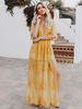 Spitzenkleider Gelb Kleid Mit Spitze lichtdurchlässig V-Ausschnitt Kleider 1/2 Ärmel mit Spitzen Transparenz für Sommer im schicken & modischen Style