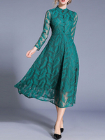 Spitzenkleider Grün Kleid Mit Spitze mit schichtigem Design Langarm Cutouts Damenmode Kleider Halskragen für Herbst Spitze Dating