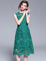 Spitzenkleider Grün Kleid Mit Spitze ärmellos mit Rundkragen für Sommer Damenmode Kleider Spitze und Rezeption