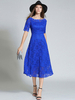 Spitzenkleider Königsblau Kleid Mit Spitze mit figurbetonendem Design und Spitzen Kleider Damenmode für Herbst im schicken & modischen Style Spitze