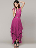 Spitzenkleider Rosarot Kleid Mit Spitze mit schichtigem Design und Rundkragen Kleider ärmellos und Rüschen für Frühling und Sommer im Boho-Style