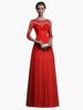 Spitzenkleider Rot Kleid Mit Spitze lichtdurchlässig Langarm mit Spitzen Damenmode Kleider und Rundhalsausschnitt für Herbst Spitze und Party