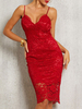 Spitzenkleider Rot Kleid Mit Spitze ärmellos mit Trägern für Sommer Damenmode Kleider Polyester und Alltag