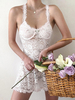 Spitzenkleider Weiß Backless Sheer Sexy Slip Kleider