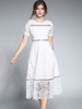 Spitzenkleider Weiß Kleid Mit Spitze Alltagskleidung mit Rundkragen Kleider Damenmode Kurzarm Cutouts für Sommer im casualen Stil Spitze