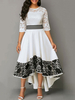 Spitzenkleider Weiß Kleid Mit Spitze in unregelmäßiger Form mit Rundkragen Kleider Damenmode 1/2 Ärmel für Frühling und Sommer im casualen Stil