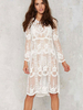 Spitzenkleider Weiß Kleid Mit Spitze lichtdurchlässig mit Rundkragen Kleider Damenmode Langarm und Spitzen für Sommer Spitze