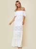 Spitzenkleider Weiß Kleid Mit Spitze mit figurbetonendem Design Kurzarm und Spitzen Damenmode Kleider und Bateau-Kragen für Sommer Spitze und Urlaub