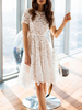 Spitzenkleider Weiß Kleid Mit Spitze mit figurbetonendem Design Kurzarm und Spitzen Kleider und Rundkragen für Sommer mit Spitzen Spitze
