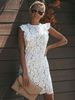 Spitzenkleider Weiß Kleid Mit Spitze mit figurbetonendem Design ärmellos und Rundhalsausschnitt Damenmode Kleider für Sommer Spitze und Party