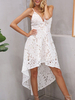 Spitzenkleider Weiß Kleid Mit Spitze mit High-Low Design und Trägern Kleider ärmellos und Spitzen und Spitzen für Sommer